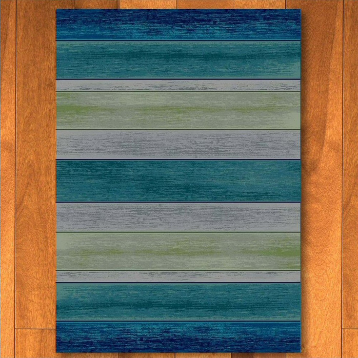 4' x 5' Bungalow Stripe Aqua Rectangle Rug