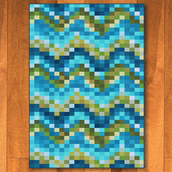 4' x 5' Abstract Spa Tiles Aqua Rectangle Rug