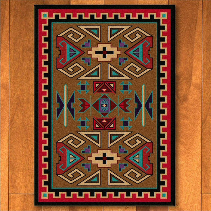 4' x 5' Four Rams Bright Southwest Rectangle Rug