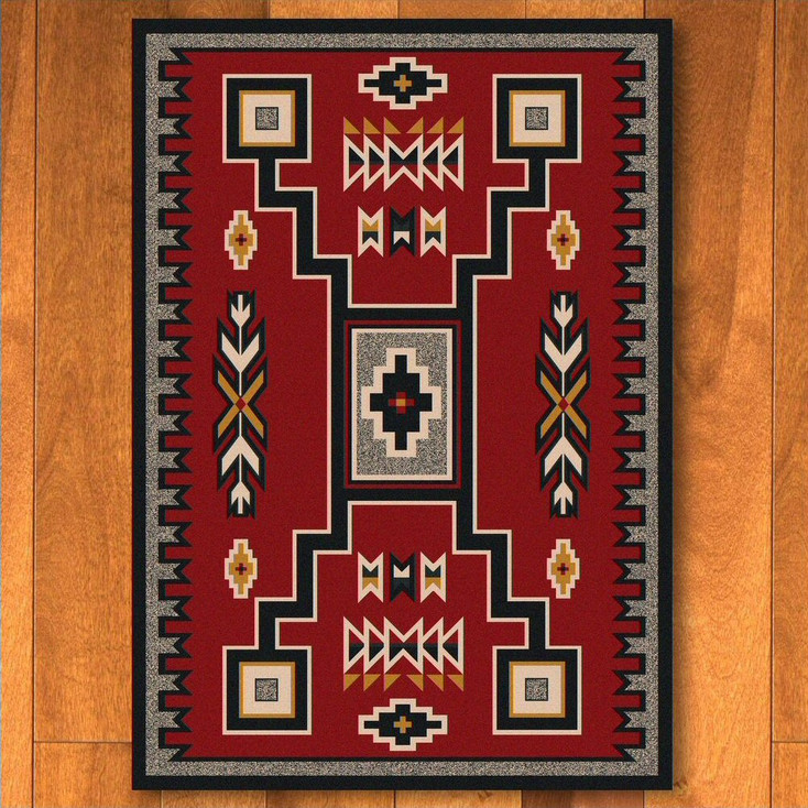 4' x 5' Old Crow Red Southwest Rectangle Rug