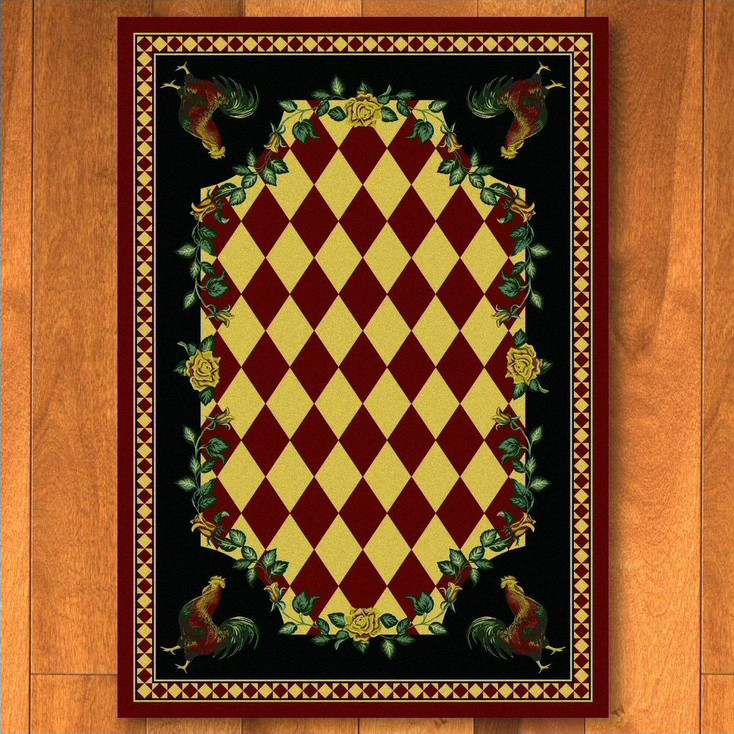 4' x 5' High Country Rooster Red Rectangle Rug
