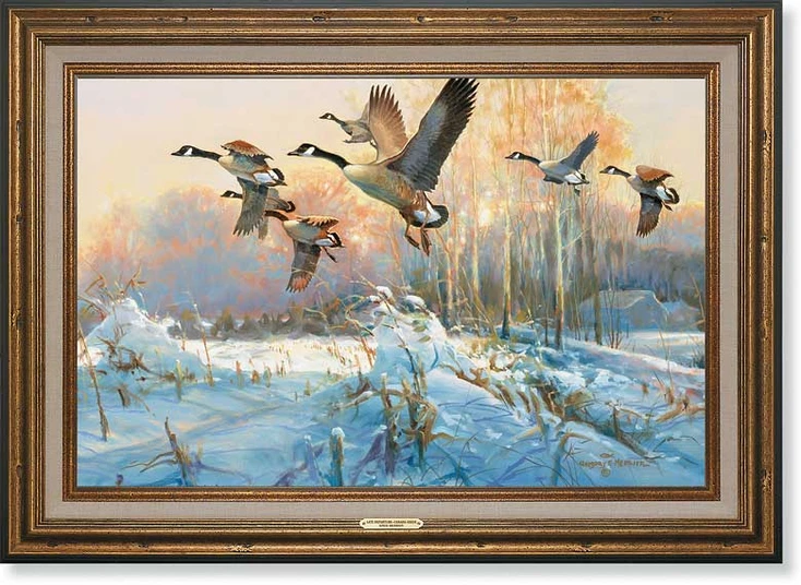 Late Departure Canada Geese Framed Canvas Art Print Wall Art