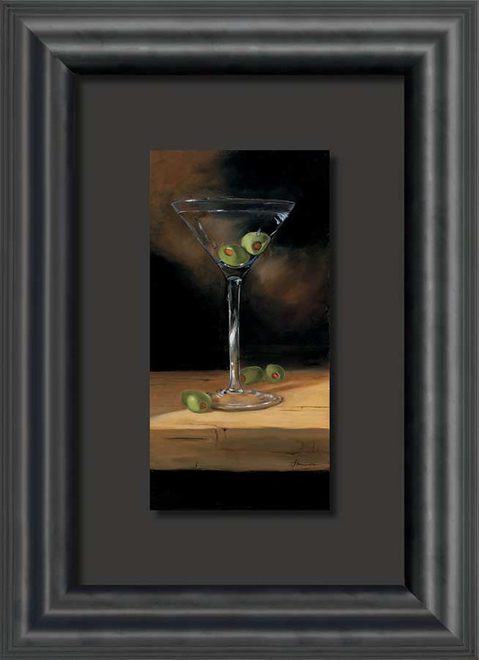 Crisp Cocktail Martini with Olives Float Mount Framed Art Print