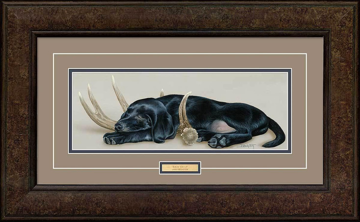 Rack 'Em Up Black Lab Puppy Framed Art Print Wall Art