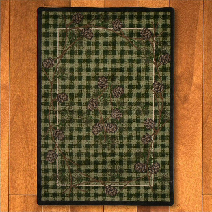 4' x 5' Wooded Pines Green Nature Rectangle Rug