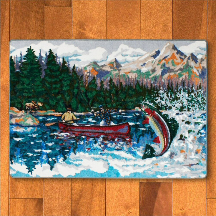 4' x 5' Paint By Numbers Lake Trout Wildlife Rectangle Rug