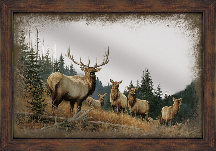 Royal Mist Elk Framed Wall Mirror