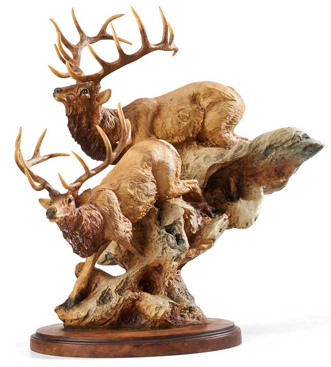 Back Country Elk Hand Painted Sculpture