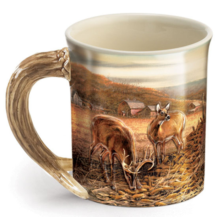 Sharing the Bounty Whitetail Deer Stoneware Coffee Mugs, Set of 6
