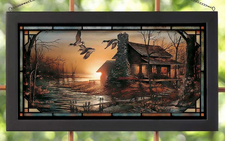 Golden Retreat Stained Glass Wall Art