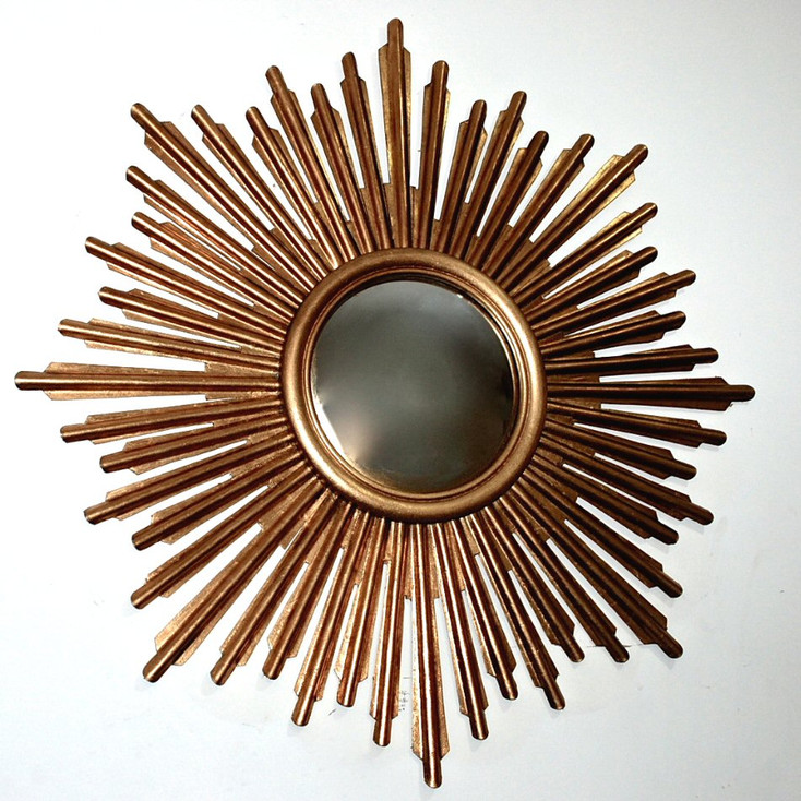Antique Gold Sunburst Iron Wall Mirror