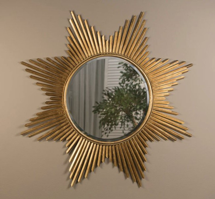 Antique Gold Starburst Iron Wall Mirror