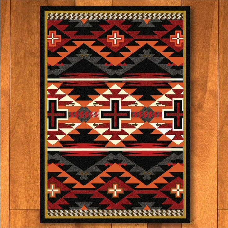 5' x 8' Rustic Cross Black Southwest Rectangle Rug