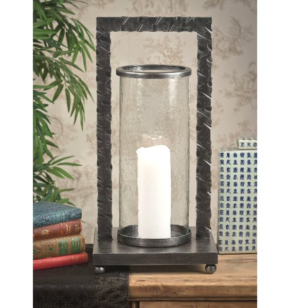Pewter Finish Rectangle Iron Hurricane