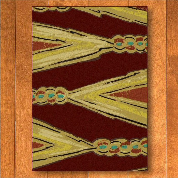 5' x 8' Finger Weave Red Cherokee Inspired Rectangle Rug