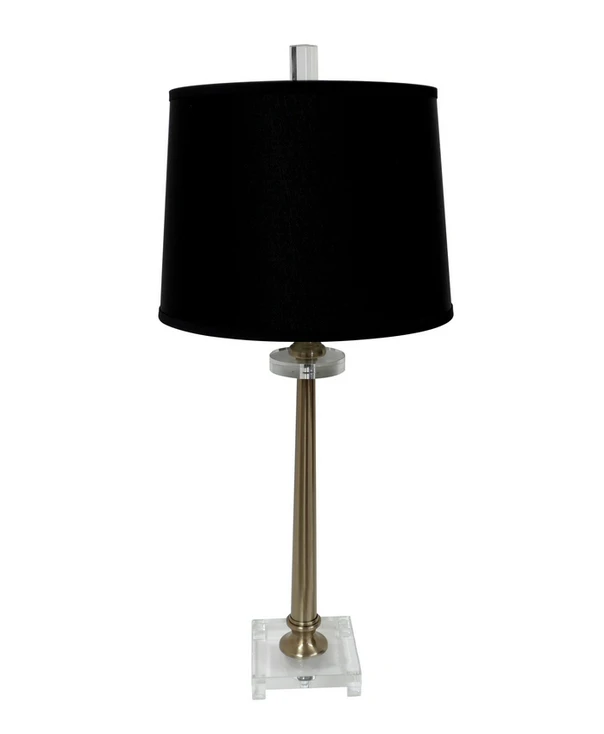 Antique Brass Lucite Table Lamp with Shade