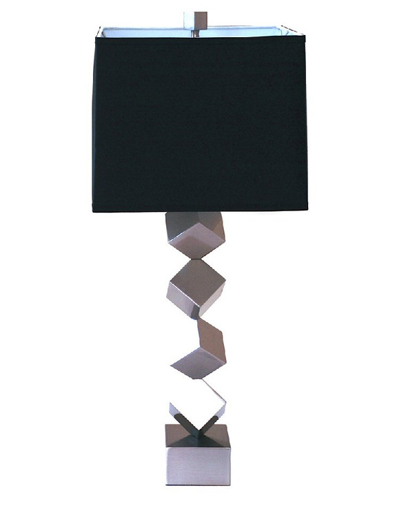 Nickel Stacked Cube Iron Table Lamp with Shade