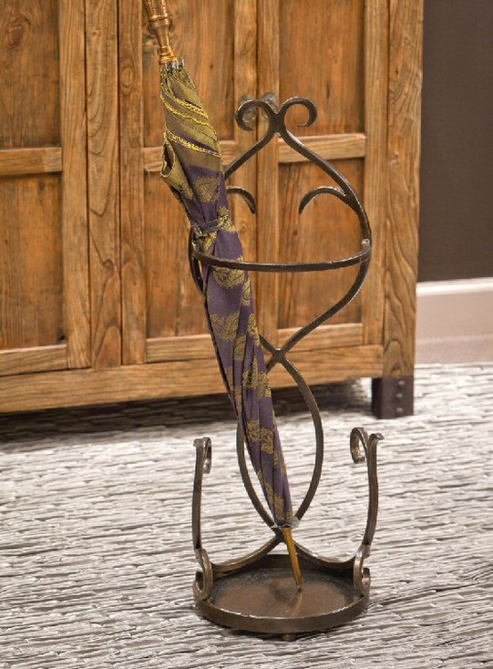 Bronze Flair Scroll Iron Umbrella Stand