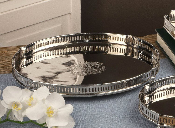 Nickel Chippendale Tray, Set of 2