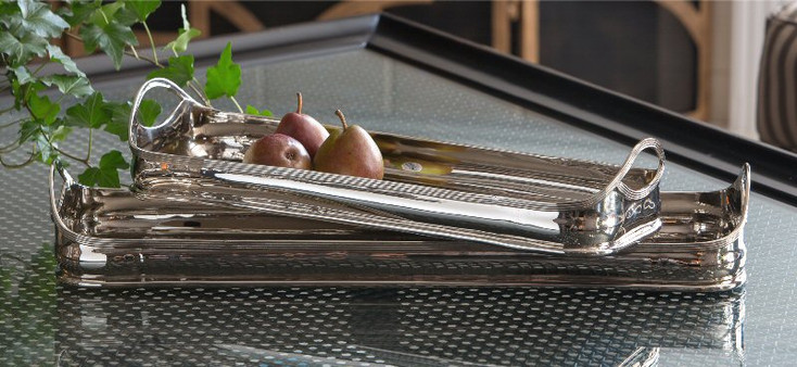 21" Rectangle Nickel Brass Gallery Tray