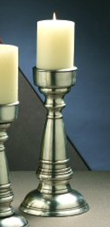 12.25" Antique Silver Brass Pillar Candle Holder