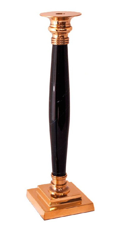 Polished Brass and Marble Pillar Candle Holder