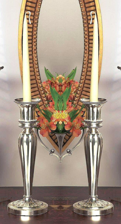 12.5" Antique Silver Fluted Candle Holder, Set of 2
