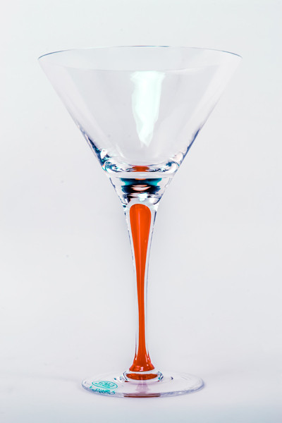 Tears and Cheers Crystal Martini Glasses with Orange Stem, Set of 4