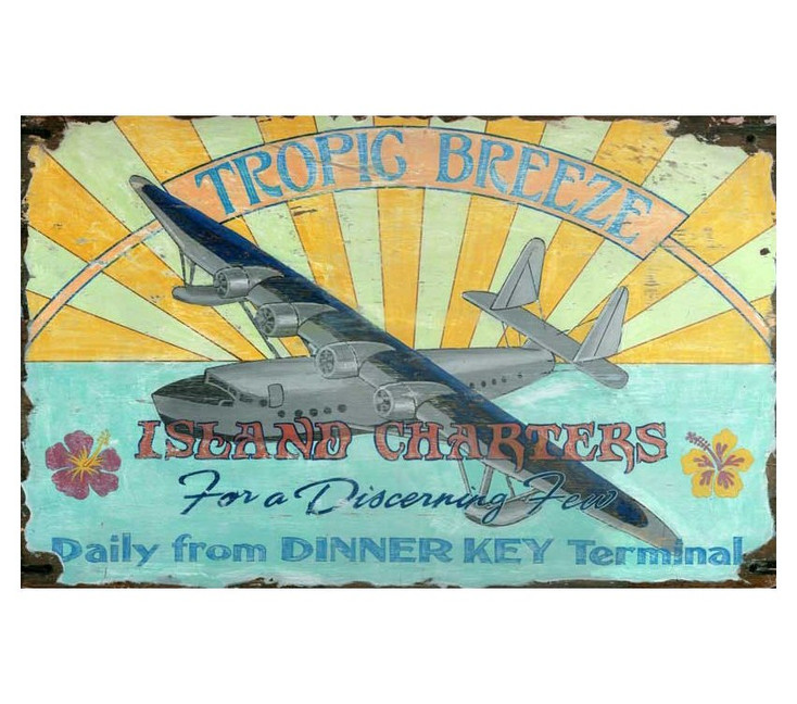 Custom Tropic Breeze Island Charters Vintage Style Metal Sign