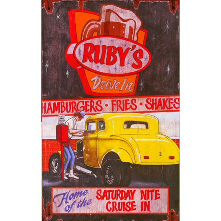 Custom Rubys Drive In Vintage Style Metal Sign