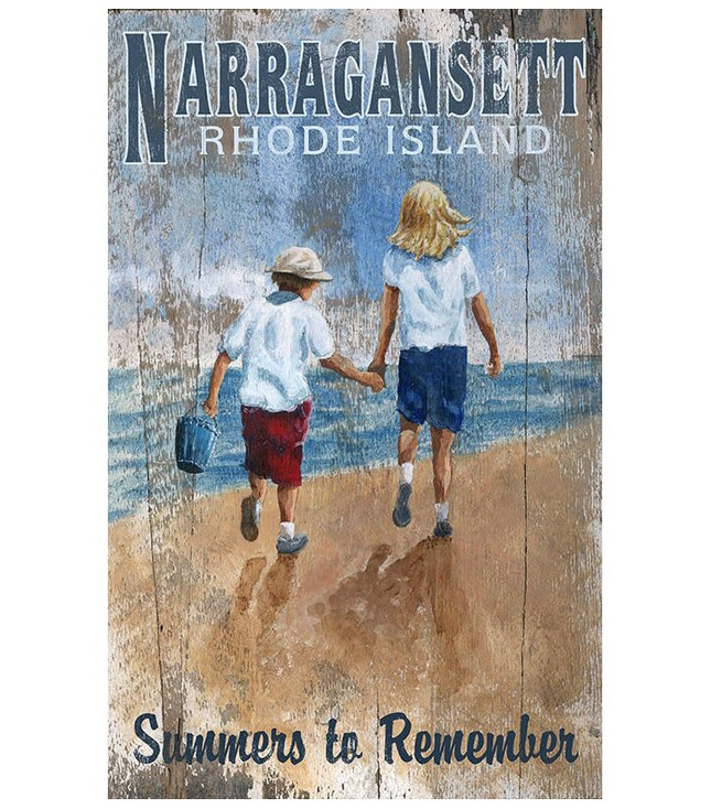 Custom Narragansett Rhode Island Beach Vintage Style Metal Sign