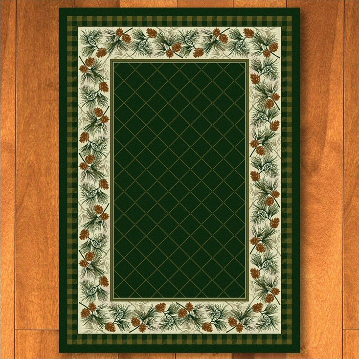 5' x 8' Evergreen Pine Pinecones Nature Rectangle Rug