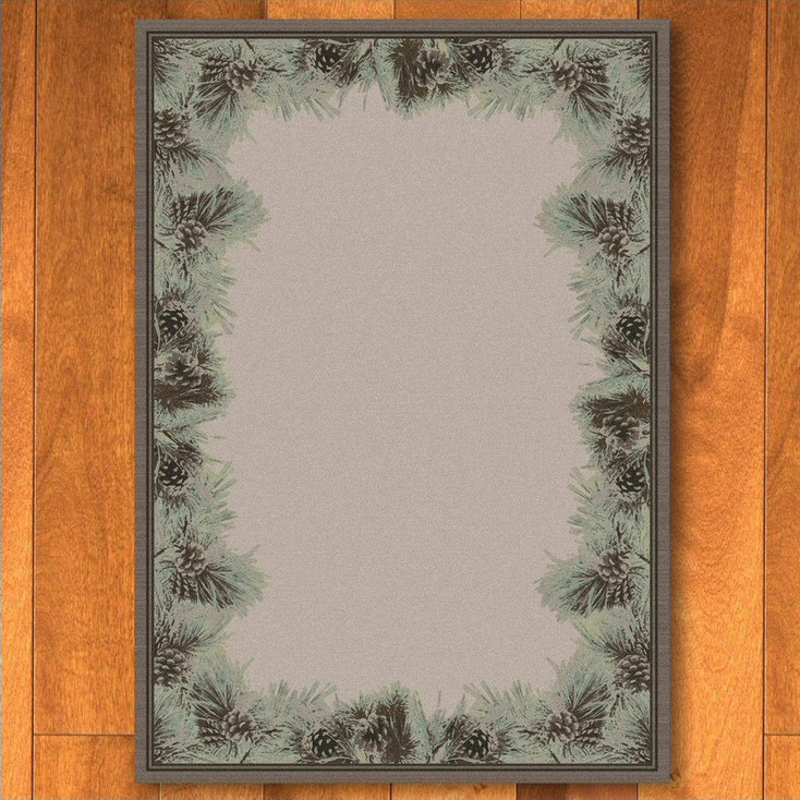 5' x 8' Pins and Needles Natural Pine Cones Nature Rectangle Rug