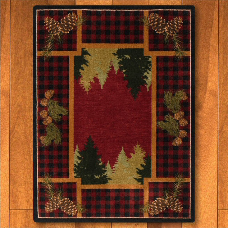 5' x 8' Plaid Woodsman Red Nature Rectangle Rug