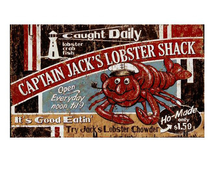 Custom Captain Jacks Lobster Shack Vintage Style Metal Sign