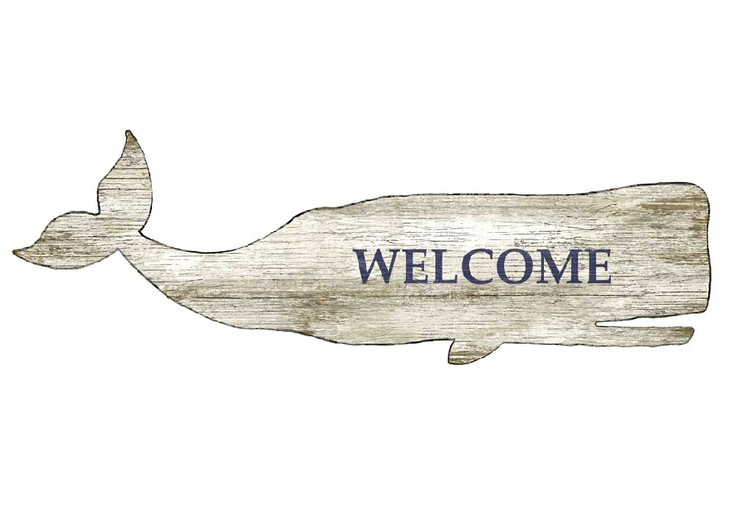 Custom White Whale Welcome Vintage Style Cutout Metal Sign