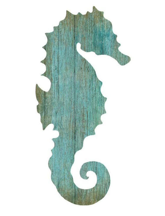 Left Aqua Seahorse Silhouette Vintage Style Metal Sign