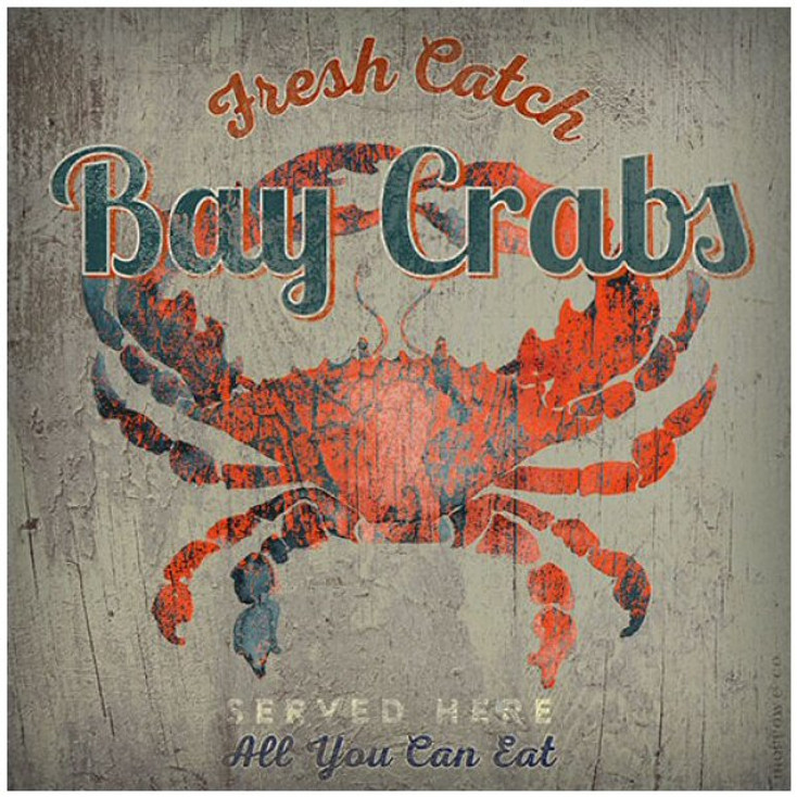 Custom Bay Crabs Served Here Vintage Style Metal Sign