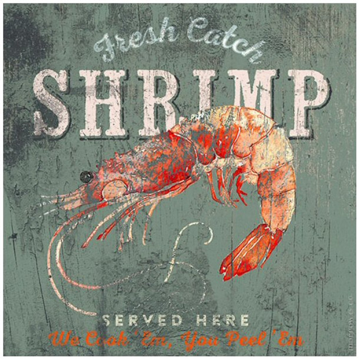 Custom Fresh Catch Shrimp Served Here Vintage Style Metal Sign