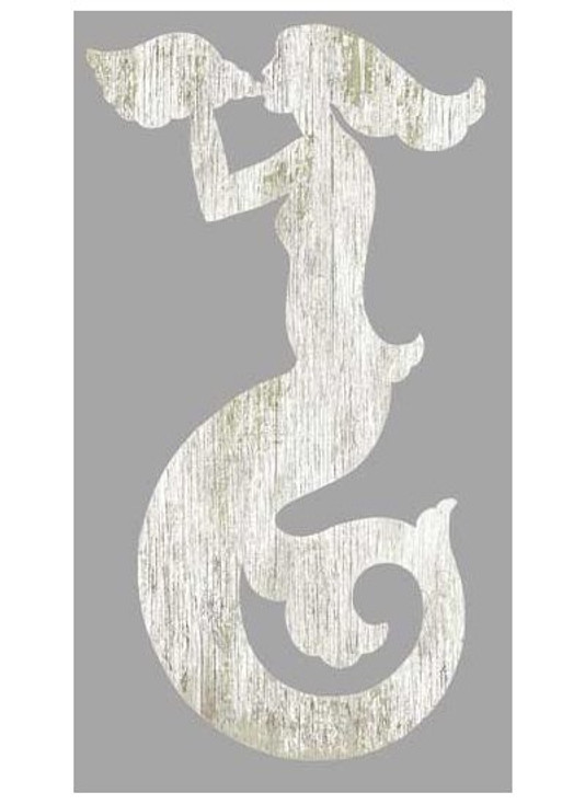 Right White Mermaid Silhouette Vintage Style Metal Sign