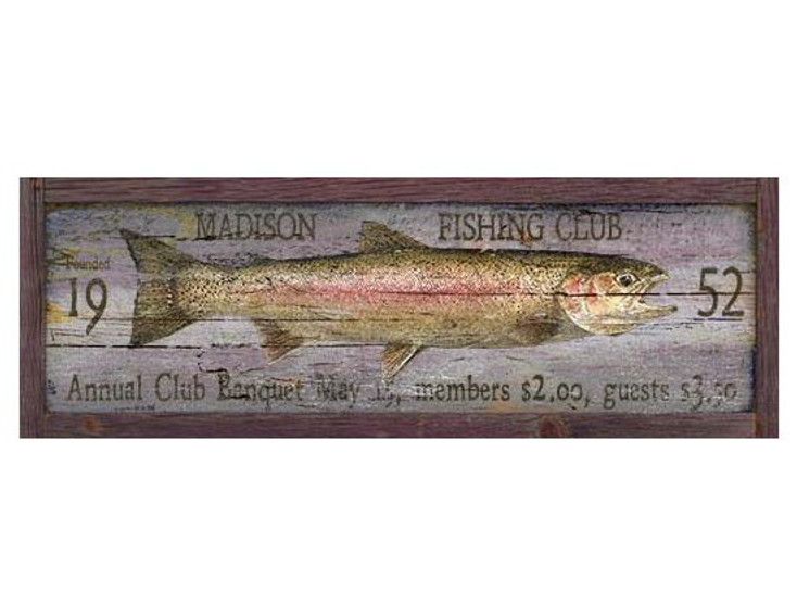 Custom Madison Fishing Club Trout Vintage Style Metal Sign