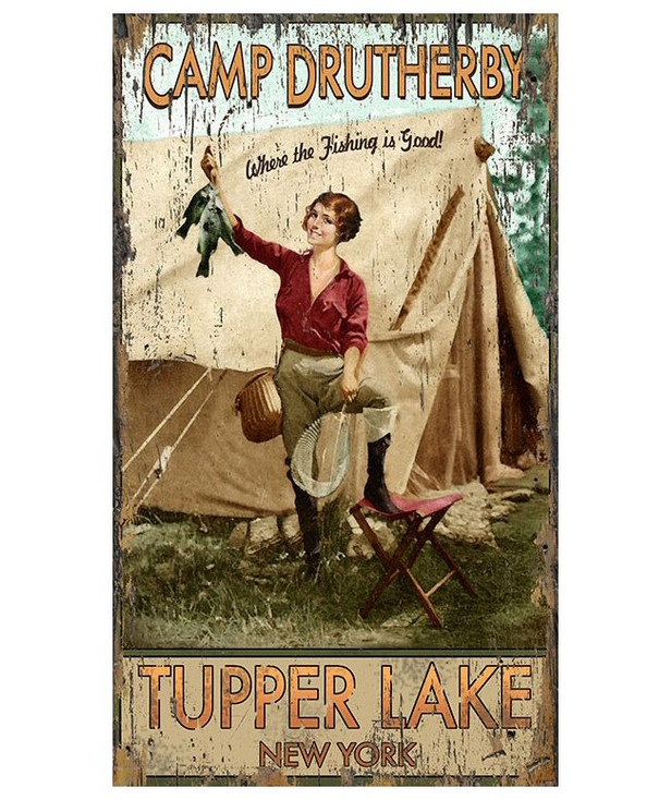 Custom Fishing is Good Tupper Lake, NY Vintage Style Metal Sign