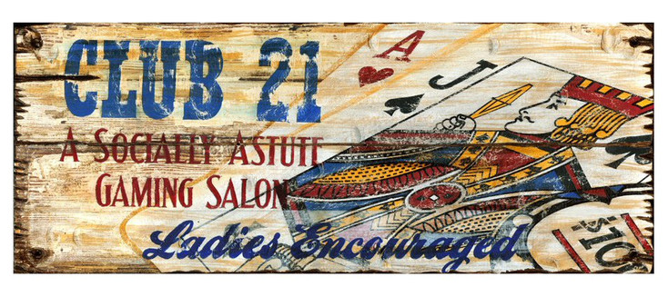 Custom Club 21 Gaming Salon Vintage Style Metal Sign