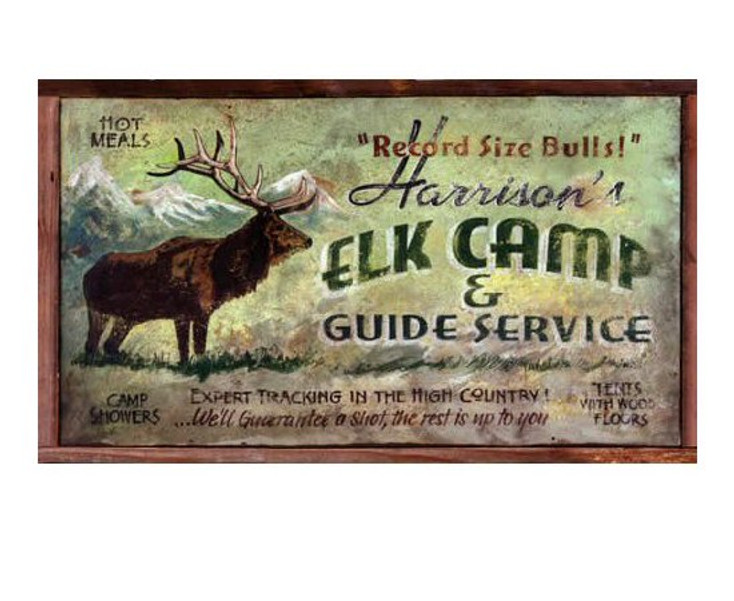 Custom Harrisons Elk Camp and Guide Service Vintage Style Metal Sign