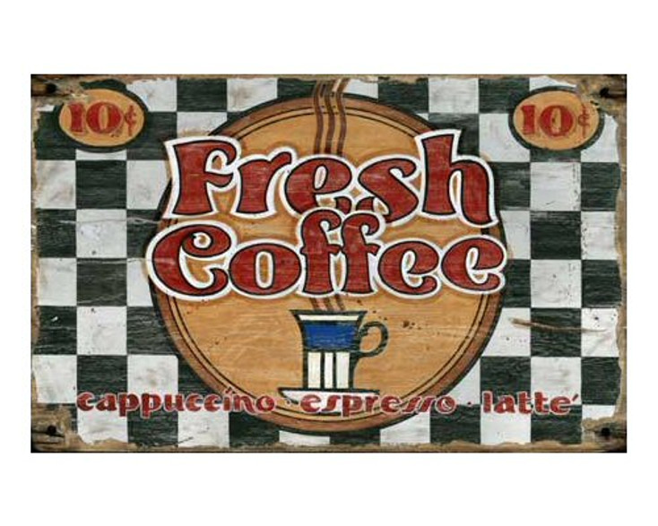 Custom Fresh Coffee Vintage Style Metal Sign