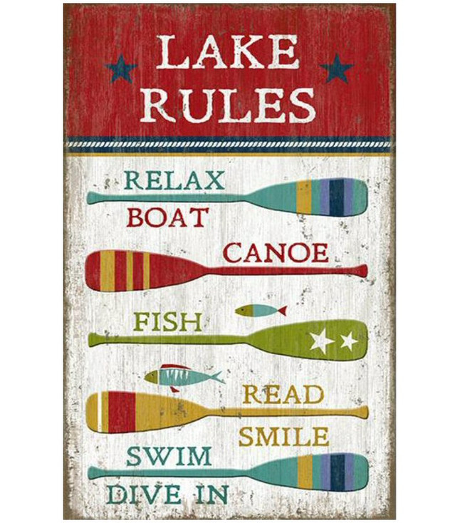 Custom Lake Rules with Oars Vintage Style Metal Sign