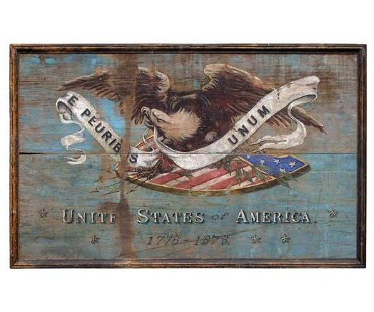 Custom Bald Eagle on USA Shield Vintage Style Metal Sign