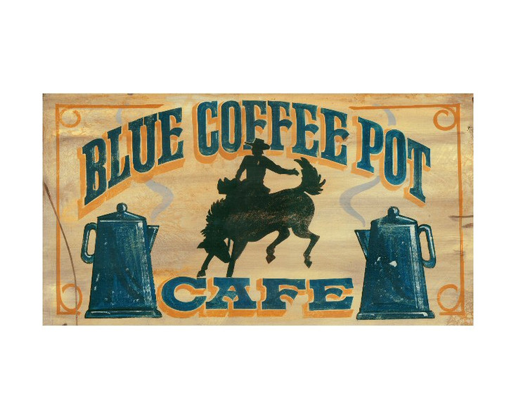 Custom Blue Coffee Pot Cafe Vintage Style Metal Sign