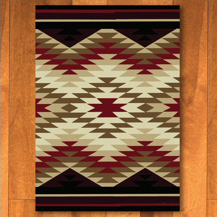 8' x 11' Starburst Red Southwest Rectangle Rug