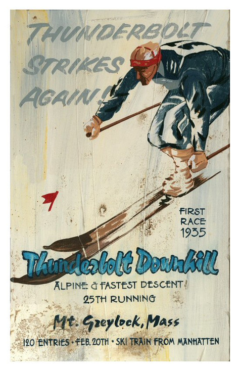 Custom Thunderbolt Downhill Skiing Vintage Style Metal Sign